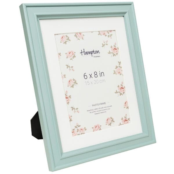 Light blue photo frame for 6x8 inch pictures.