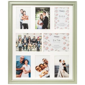 Collage of diverse framed family and couple photos.