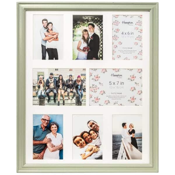 Collage of diverse framed family and couple photos.