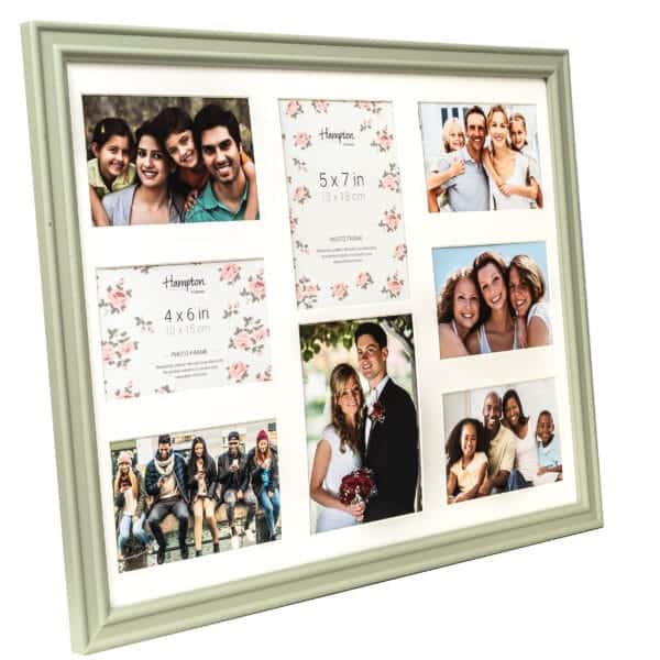 Collage photo frame with family pictures.