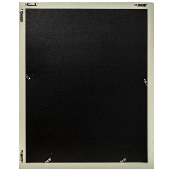 Back view of a large black picture frame.