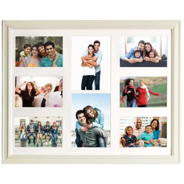 Collage of diverse joyful people and families smiling.