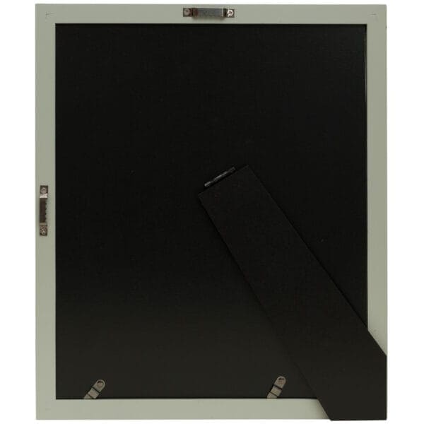 Back view of a frame with stand.