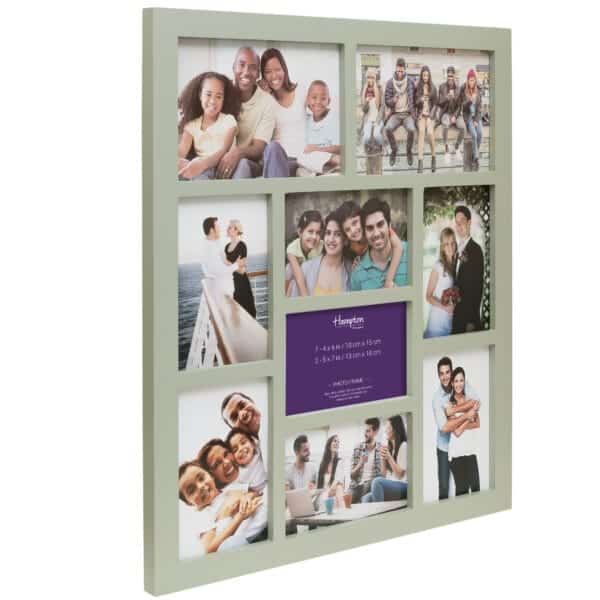 Collage photo frame with diverse family pictures.