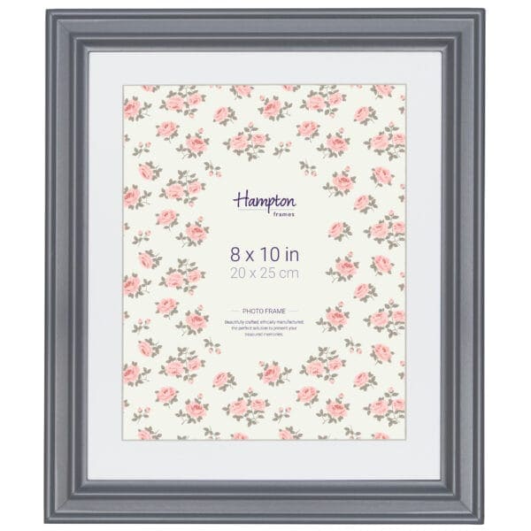 8x10 grey photo frame with floral pattern insert