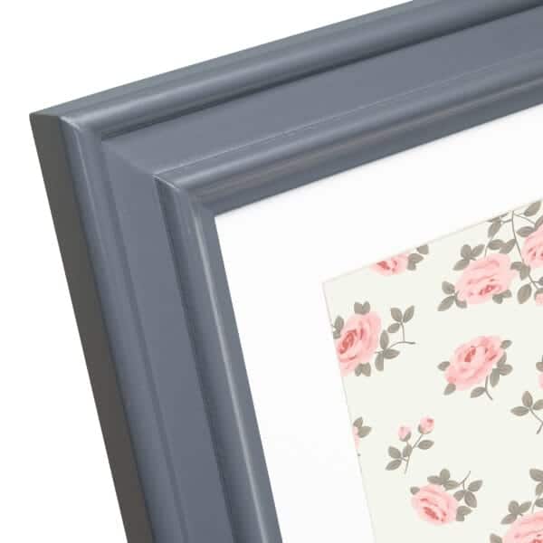 Blue picture frame with floral design