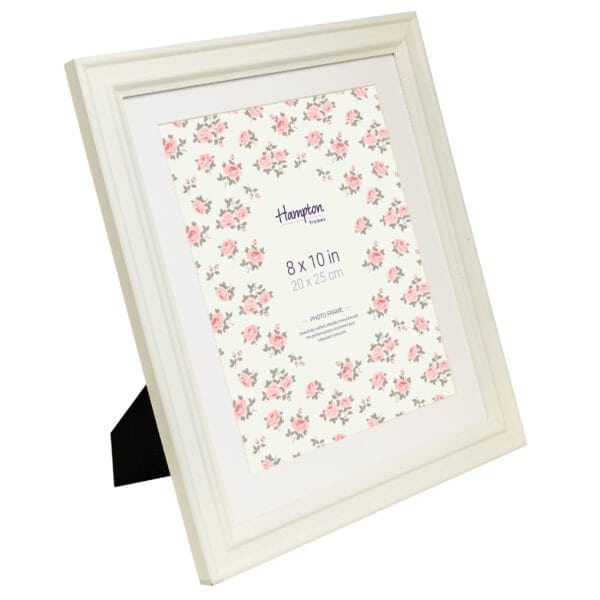 White photo frame with floral 8x10 inch design.