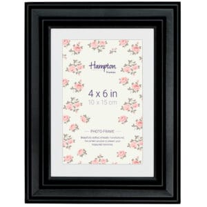 Black 4x6 photo frame with floral design.