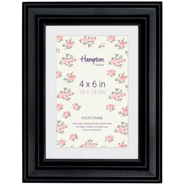 Black 4x6 photo frame with floral design.