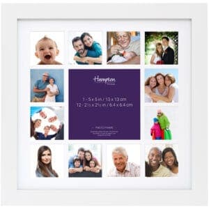 Collage photo frame with diverse family images