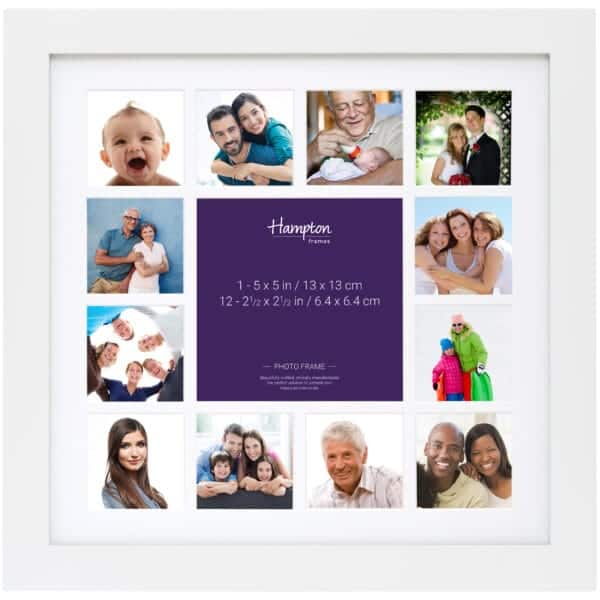 Collage photo frame with diverse family images