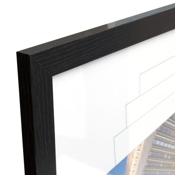 Close-up of black picture frame corner