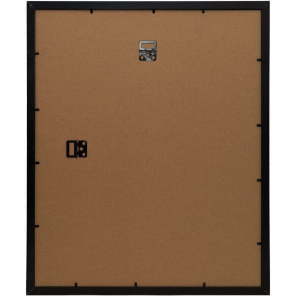 Back of black-framed wall picture. Fixings visible.