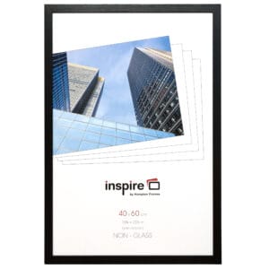 Modern skyscrapers in black picture frame.
