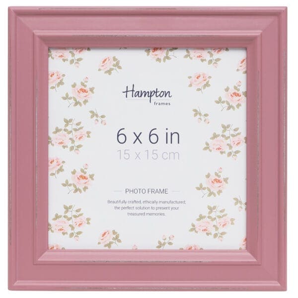 Pink 6x6 inch decorative photo frame.