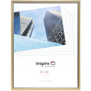 Gold picture frame with skyscraper sample image