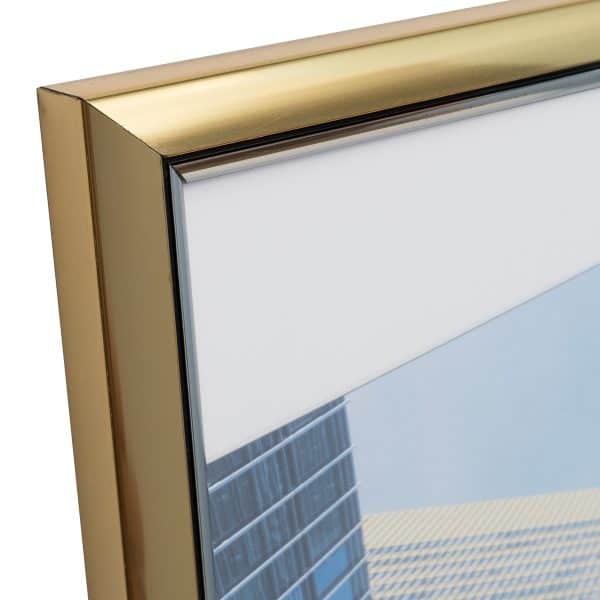 Close-up of gold aluminium window frame corner