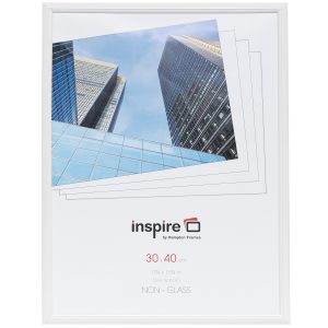 White photo frame with skyscraper sample image