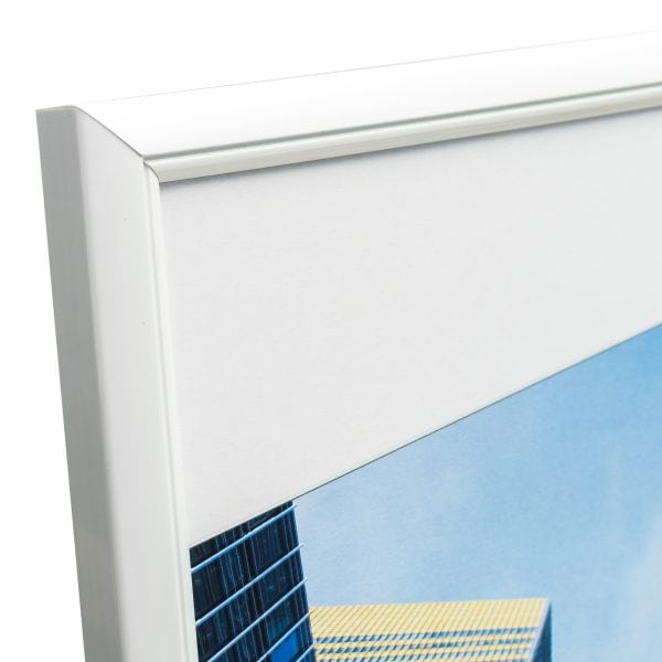 Close-up of white-framed solar panel corner