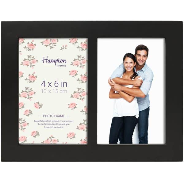 Black double 4x6 photo frame with couple