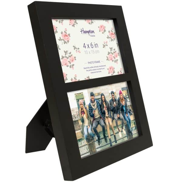 Black double 4x6 inch photo frame stand