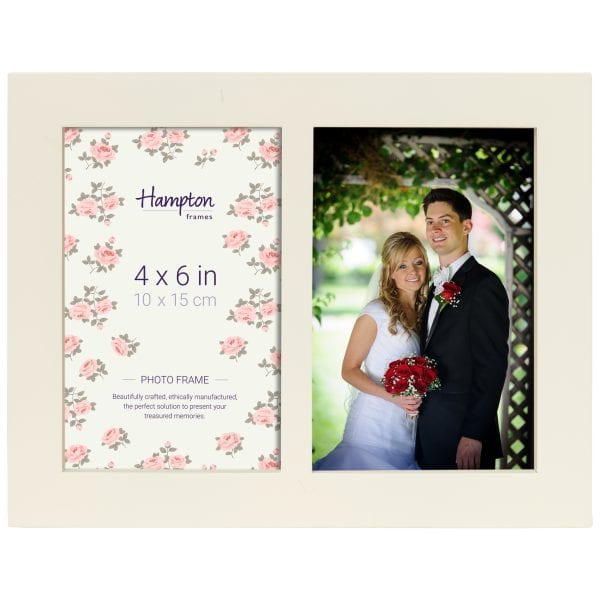 Cream double photo frame with wedding portrait