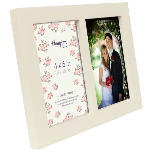 Cream double photo frame with wedding picture