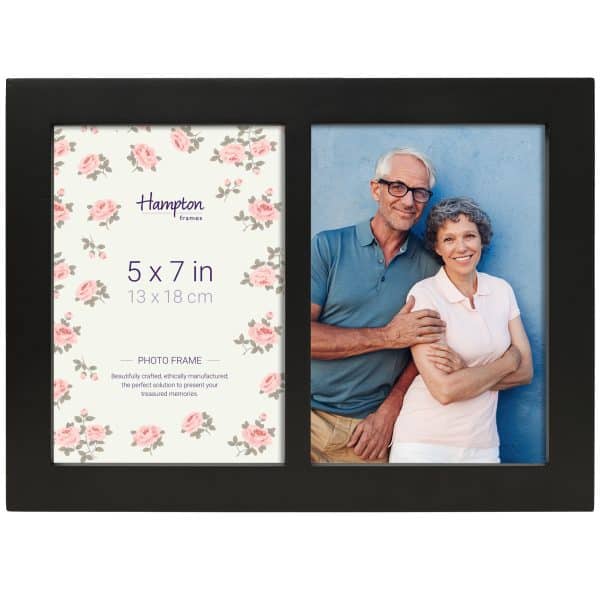 Black double photo frame with couple portrait