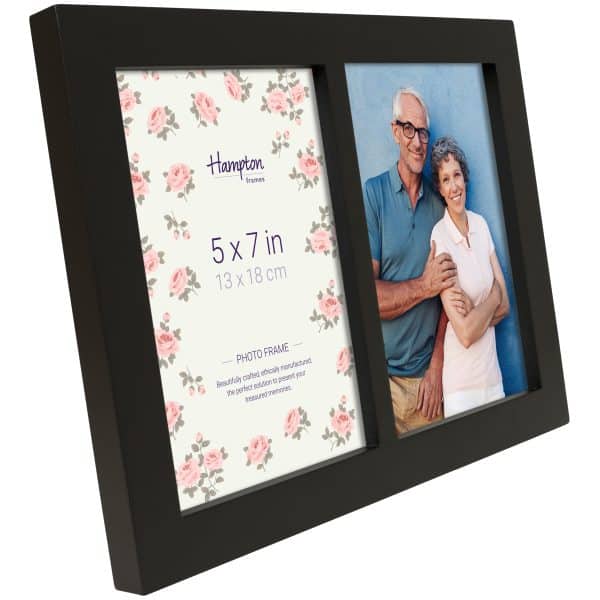 Black double photo frame with couple portrait
