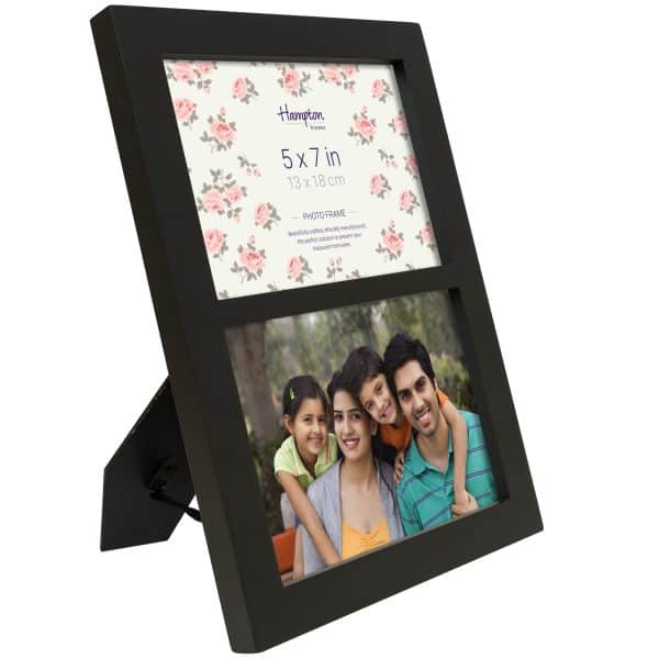 Black 5x7 inch photo frame with stand