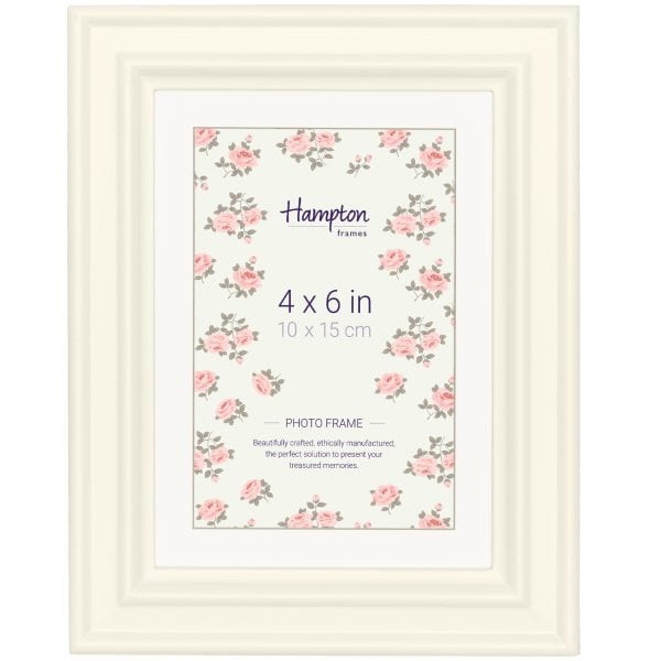 Cream 4x6 photo frame with floral insert