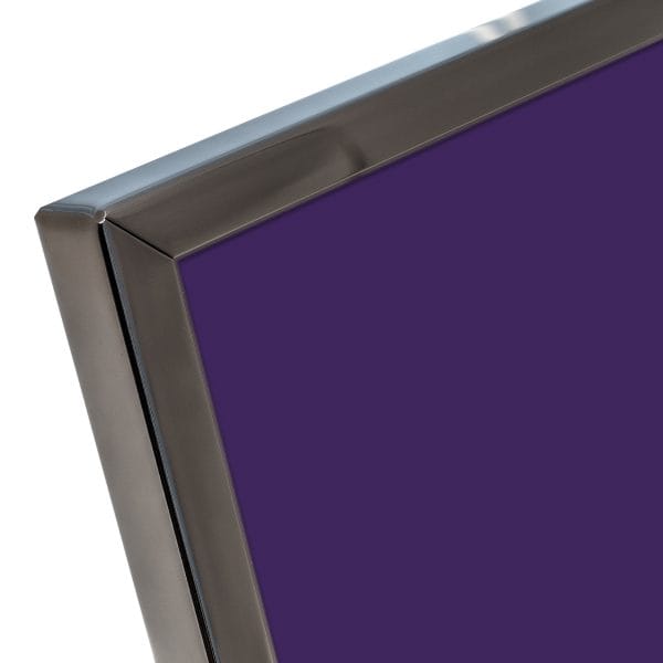 Close-up of metal frame with purple panel