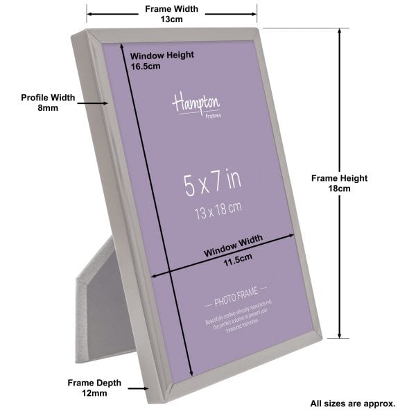 5x7 inch photo frame with labelled dimensions