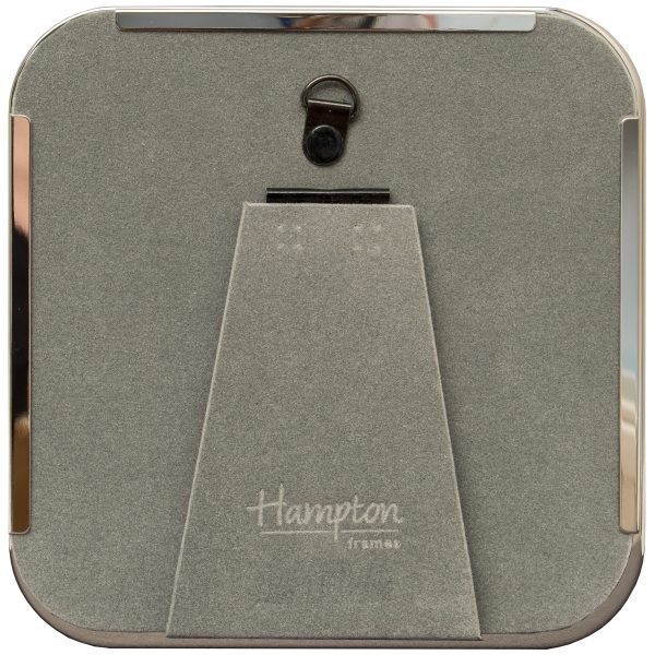Back of grey photo frame with stand