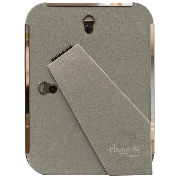 Back of grey photo frame with stand