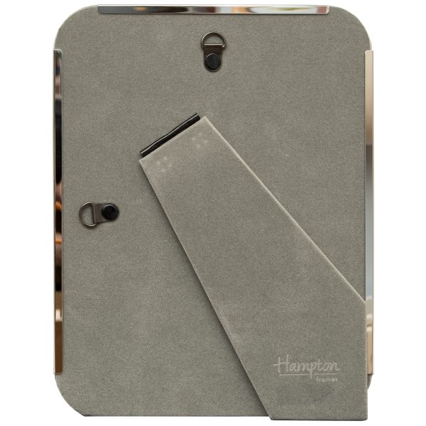 Back of grey photo frame with stand