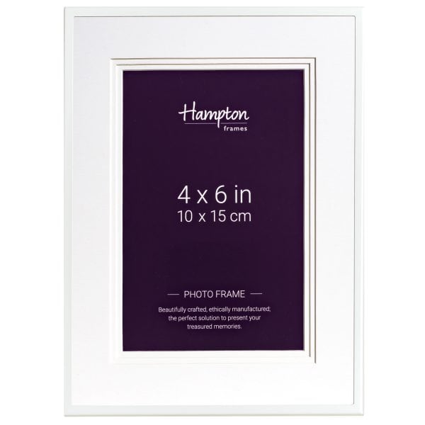 White 4x6 inch Hampton photo frame