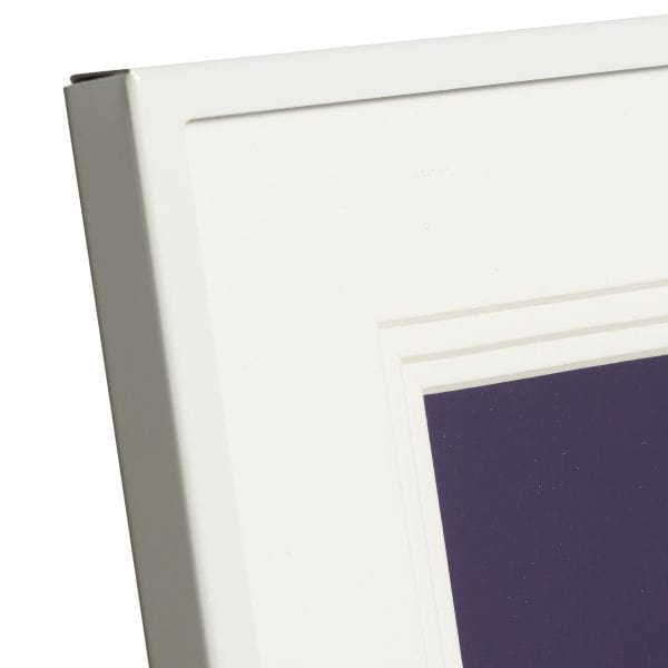 Close-up of white picture frame corner